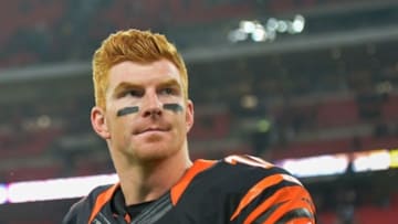 Oct 30, 2016; London, United Kingdom; Cincinnati Bengals quarterback Andy Dalton (14) looks on after the game against the Washington Redskins at Wembley Stadium. Mandatory Credit: Steve Flynn-USA TODAY Sports