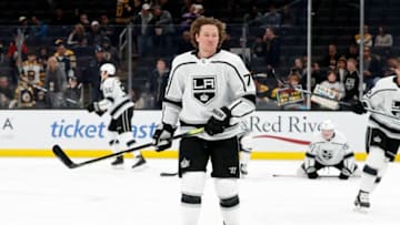 BOSTON, MA - DECEMBER 17: Los Angeles Kings right wing Tyler Toffoli (73) in warm up before a game between the Boston Bruins and the Los Angeles Kings on December 17, 2019, at TD Garden in Boston, Massachusetts. (Photo by Fred Kfoury III/Icon Sportswire via Getty Images)