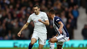 WEST BROMWICH, ENGLAND - NOVEMBER 18: Andreas Christensen of Chelsea takes on Kieran Gibbs of West Bromwich Albion during the Premier League match between West Bromwich Albion and Chelsea at The Hawthorns on November 18, 2017 in West Bromwich, England. (Photo by Catherine Ivill/Getty Images)