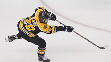 Aug 29, 2020; Toronto, Ontario, CAN; Boston Bruins forward Ondrej Kase (28) shoots the puck in warm up before game four of the second round of the 2020 Stanley Cup Playoffs against the Tampa Bay Lightning at Scotiabank Arena. Mandatory Credit: John E. Sokolowski-USA TODAY Sports