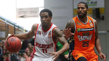 BALLARAT, AUSTRALIA - SEPTEMBER 22: Bryce Cotton of the Perth Wildcats drives at the basket during the 2018 NBL Blitz match between the Cairns Taipans and Perth Wildcats at Ballarat Minerdrome on September 22, 2018 in Ballarat, Australia. (Photo by Graham Denholm/Getty Images)