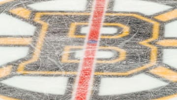 BOSTON, MA - DECEMBER 05: View of Boston Bruins logo at center ice in TD Garden during the Chicago Blackhawks and Boston Bruins NHL game on December 5, 2019, at TD Garden in Boston, MA. (Photo by John Crouch/Icon Sportswire via Getty Images)