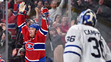 MONTREAL, QC - FEBRUARY 08: Goaltender Jack Campbell #36 of the Toronto Maple Leafs looks on as Ilya Kovalchuk #17 of the Montreal Canadiens celebrates his overtime goal at the Bell Centre on February 8, 2020 in Montreal, Canada. The Montreal Canadiens defeated the Toronto Maple Leafs 2-1 in overtime. (Photo by Minas Panagiotakis/Getty Images)