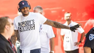 Jul 21, 2016; Las Vegas, NV, USA; USA forward Carmelo Anthony (15) is seen before practice at Mendenhall Center. Mandatory Credit: Joshua Dahl-USA TODAY Sports