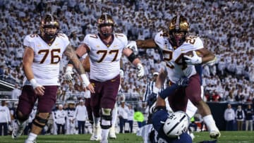 STATE COLLEGE, PA - OCTOBER 22: Mohamed Ibrahim #24 of the Minnesota Golden Gophers carries the ball as Ji'Ayir Brown #16 of the Penn State Nittany Lions defends during the second half at Beaver Stadium on October 22, 2022 in State College, Pennsylvania. (Photo by Scott Taetsch/Getty Images)