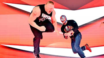 Rey Mysterio attacks Brock Lesnar on the Nov. 4, 2019 edition of WWE Monday Night Raw. Photo: WWE.com