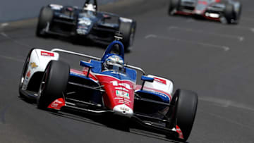 INDIANAPOLIS, IN - MAY 27: Tony Kanaan, driver of the #14 ABC Supply AJ Foyt Racing Chevrolet, races during the 102nd Indianapolis 500 at Indianapolis Motorspeedway on May 27, 2018 in Indianapolis, Indiana.(Photo by Patrick Smith/Getty Images)
