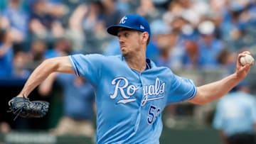 KANSAS CITY, MO - MAY 03: Kansas City Royals Pitcher Eric Skoglund (53) pitches during the MLB game between the Detroit Tiger and the Kansas City Royals on Thursday May 3, 2018 at Kauffman Stadium in Kansas City, MO (Photo by Nick Tre. Smith/Icon Sportswire via Getty Images)