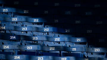 LIVERPOOL, ENGLAND - SEPTEMBER 27: The old style of seating in the stands before the Womens FA Cup Quarter Final match between Everton FC and Chelsea FC at Goodison Park on September 27, 2020 in Liverpool, England. (Photo by Visionhaus)