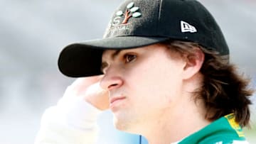 FORT WORTH, TEXAS - JUNE 07: Colton Herta of the United States, driver of the #88 GESS Capstone Honda, looks on during US Concrete Qualifying Day for the NTT IndyCar Series - DXC Technology 600 at Texas Motor Speedway on June 07, 2019 in Fort Worth, Texas. (Photo by Jonathan Ferrey/Getty Images)