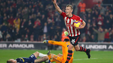 SOUTHAMPTON, ENGLAND - FEBRUARY 27: James Ward-Prowse of Southampton celebrates his sides second goal during the Premier League match between Southampton FC and Fulham FC at St Mary's Stadium on February 27, 2019 in Southampton, United Kingdom. (Photo by Steve Bardens/Getty Images)
