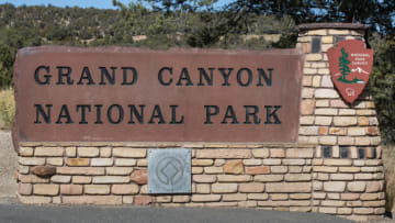 GRAND CANYON NATIONAL PARK, AZ - NOVEMBER 11: The entrance to Grand Canyon National Park is viewed on November 11, 2019, in Grand Canyon National Park, Arizona. Grand Canyon National Park, often considered one of the "Wonders of the World," was officially designated a national park on February 26, 1919, and is celebrating its Centennial this year. (Photo by George Rose/Getty Images)