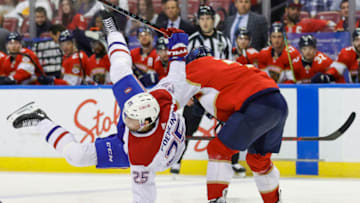 Jan 1, 2022; Sunrise, Florida, USA; Montreal Canadiens center Ryan Poehling. Mandatory Credit: Sam Navarro-USA TODAY Sports