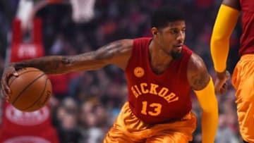Dec 30, 2015; Chicago, IL, USA; Indiana Pacers forward Paul George (13) dribbles the ball against the Chicago Bulls during the first quarter at the United Center. Mandatory Credit: Mike DiNovo-USA TODAY Sports
