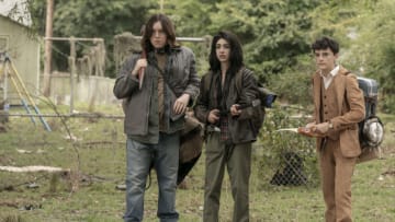 Nicolas Cantu as Elton, Hal Cumpston as Silas, Alexa Mansour as Hope - The Walking Dead: World Beyond _ Season 1, Episode 2 - Photo Credit: Sarah Shatz/AMC