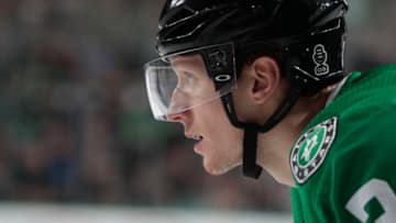 DALLAS, TX - FEBRUARY 11: John Klingberg #3 of the Dallas Stars skates against the Vancouver Canucks at the American Airlines Center on February 11, 2018 in Dallas, Texas. (Photo by Glenn James/NHLI via Getty Images)