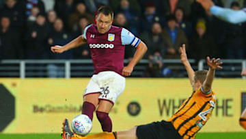 HULL, ENGLAND - MARCH 31: Michael Dawson of Hull City blocks a cross from John Terry of Aston Villa during the Sky Bet Championship match between Hull City and Aston Villa at KCOM Stadium on March 31, 2018 in Hull, England. (Photo by Ashley Allen/Getty Images)