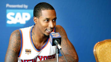 Sep 26, 2016; White Plains, NY, USA; New York Knicks point guard Brandon Jennings addresses the media during the New York Knicks Media Day at Ritz-Carlton. Mandatory Credit: Andy Marlin-USA TODAY Sports