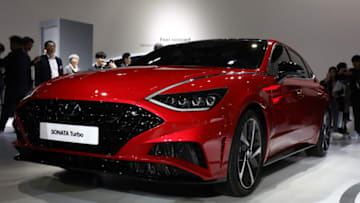 GOYANG, SOUTH KOREA - MARCH 28: People view the Hyundai Motor SONATA during the Seoul Motor Show 2019 at KINTEX on March 28, 2019 in Goyang, South Korea. The Seoul Motor Show 2015 will be held in March 29 to April 7, featuring state-of-the-art technologies and concept cars from global automakers. (Photo by Chung Sung-Jun/Getty Images)