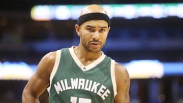 Nov 11, 2015; Denver, CO, USA; Milwaukee Bucks guard Jerryd Bayless (19) during the game against the Denver Nuggets at Pepsi Center. Mandatory Credit: Chris Humphreys-USA TODAY Sports