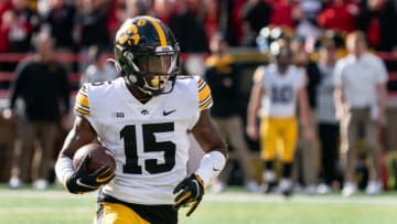 Iowa Hawkeyes running back Tyler Goodson (15) runs the ball (Dylan Widger-USA TODAY Sports)