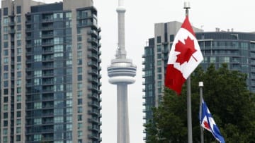 Jul 9, 2015; Toronto, Ontario, Canada; A general of a Canadian flag on Princes