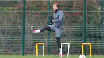 ENFIELD, ENGLAND: Harry Kane of Tottenham Hotspur trains during the Tottenham Hotspur training session at The Tottenham Hotspur Training Centre on March 09, 2020 in Enfield, England. Tottenham Hotspur will face RB Leipzig in their UEFA Champions League round of 16 second leg match on March 10, 2020. (Photo by Alex Morton/Getty Images)