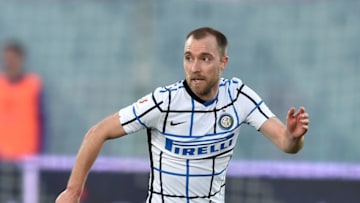 FLORENCE, ITALY - JANUARY 13: Christian Dannemann Eriksen of FC Internazionale in action during the Coppa Italia match between ACF Fiorentina and FC Internazionale at Artemio Franchi on January 13, 2021 in Florence, Italy. Sporting stadiums around Italy remain under strict restrictions due to the Coronavirus Pandemic as Government social distancing laws prohibit fans inside venues resulting in games being played behind closed doors. (Photo by Giuseppe Bellini/Getty Images)