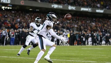 CHICAGO, ILLINOIS - JANUARY 06: Tre Sullivan #37 of the Philadelphia Eagles fails to intercept a pass against the Chicago Bears in the second quarter of the NFC Wild Card Playoff game at Soldier Field on January 06, 2019 in Chicago, Illinois. (Photo by Dylan Buell/Getty Images)