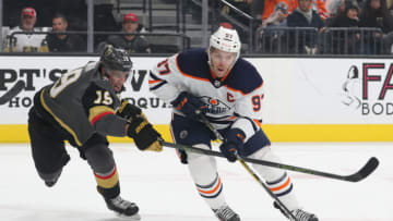 LAS VEGAS, NEVADA - NOVEMBER 23: Connor McDavid #97 of the Edmonton Oilers skates during the first period against the Vegas Golden Knights at T-Mobile Arena on November 23, 2019 in Las Vegas, Nevada. (Photo by Zak Krill/NHLI via Getty Images)
