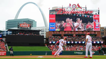 Jul 3, 2016; St. Louis, MO, USA; St. Louis Cardinals shortstop Aledmys Diaz (36) runs the bases after hitting a solo home run off of Milwaukee Brewers starting pitcher Chase Anderson (not pictured) during the first inning at Busch Stadium. Mandatory Credit: Jeff Curry-USA TODAY Sports