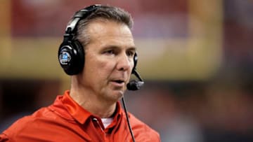 INDIANAPOLIS, IN - DECEMBER 02: Head coach Urban Meyer of the Ohio State Buckeyes looks on during the Big Ten Championship against the Wisconsin Badgers at Lucas Oil Stadium on December 2, 2017 in Indianapolis, Indiana. (Photo by Joe Robbins/Getty Images)