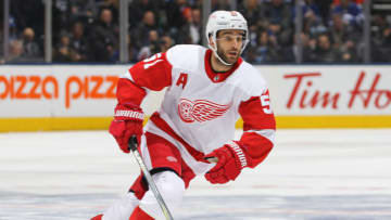 TORONTO,ON - DECEMBER 6: Frans Nielsen #51 of the Detroit Red Wings skates against the Toronto Maple Leafs during an NHL game at Scotiabank Arena on December 6, 2018 in Toronto, Ontario, Canada. The Red Wings defeated the Maple Leafs 5-4 in overtime. (Photo by Claus Andersen/Getty Images)
