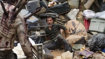 Andrew Lincoln as Rick Grimes, Gino Crognale as Walker - The Walking Dead _ Season 7, Episode 10 - Photo Credit: Gene Page/AMC