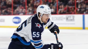 OTTAWA, ON - FEBRUARY 9: Mark Scheifele #55 of the Winnipeg Jets skates against the Ottawa Senators at Canadian Tire Centre on February 9, 2019 in Ottawa, Ontario, Canada. (Photo by Jana Chytilova/Freestyle Photography/Getty Images)