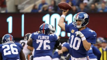 EAST RUTHERFORD, NJ - NOVEMBER 5: Quarterback Eli Manning (Photo by Rob Carr/Getty Images)