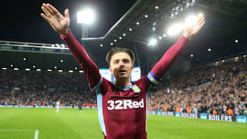 WEST BROMWICH, ENGLAND - MAY 14: Jack Grealish of Aston Villa celebrates victory in the penalty shoot out after the Sky Bet Championship Play-off semi final second leg match between West Bromwich Albion and Aston Villa at The Hawthorns on May 14, 2019 in West Bromwich, England. (Photo by Alex Livesey/Getty Images)