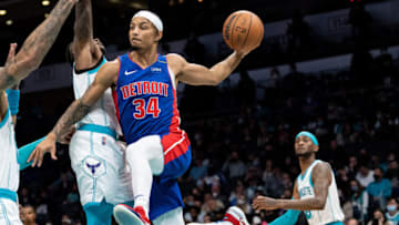 Justin Robinson #34 of the Detroit Pistons (Photo by Jacob Kupferman/Getty Images)