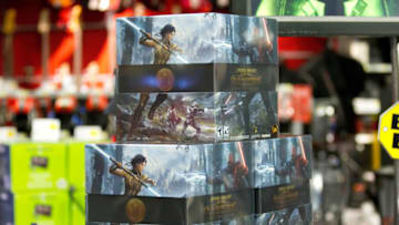 NEW YORK, NY - DECEMBER 19: A general view of the video game boxes during the "Star Wars: The Old Republic" video game launch at Best Buy Union Square on December 19, 2011 in New York City. (Photo by Dario Cantatore/Getty Images)