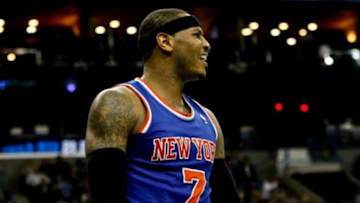 November 20, 2012; New Orleans, LA, USA; New York Knicks small forward Carmelo Anthony (7) during a game against the New Orleans Hornets at the New Orleans Arena. The Knicks defeated the Hornets 102-80. Mandatory Credit: Derick E. Hingle-USA TODAY Sports