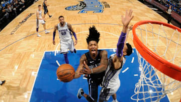 ORLANDO, FL - JANUARY 23: Elfrid Payton #2 of the Orlando Magic shoots the ball against the Sacramento Kings on January 23, 2018 at Amway Center in Orlando, Florida. NOTE TO USER: User expressly acknowledges and agrees that, by downloading and or using this photograph, User is consenting to the terms and conditions of the Getty Images License Agreement. Mandatory Copyright Notice: Copyright 2018 NBAE (Photo by Fernando Medina/NBAE via Getty Images)