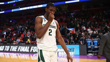 DETROIT, MI - MARCH 18: Jaren Jackson Jr. #2 of the Michigan State Spartans reacts after being defeated by the Syracuse Orange 55-53 in the second round of the 2018 NCAA Men's Basketball Tournament at Little Caesars Arena on March 18, 2018 in Detroit, Michigan. (Photo by Gregory Shamus/Getty Images)