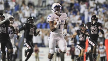 Oct 6, 2016; Memphis, TN, USA; Memphis Tigers wide receiver Tony Pollard (1) returns a kickoff for a touchdown against the Temple Owls during the second half at Liberty Bowl Memorial Stadium. Memphis Tigers defeats Temple Owls 34-27. Mandatory Credit: Justin Ford-USA TODAY Sports