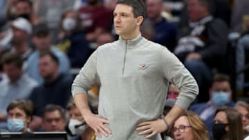 Head coach Mark Daigneault of the Oklahoma City Thunder works the sidelines as his team plays the Denver Nuggets at Ball Arena on March 02, 2022 in Denver, Colorado. (Photo by Matthew Stockman/Getty Images)