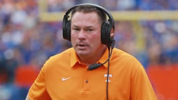 GAINESVILLE, FL - SEPTEMBER 16: Head Coach Butch Jones of the Tennessee Volunteers is seen on the sidelines during the second half of their game against the Florida Gators at Ben Hill Griffin Stadium on September 16, 2017 in Gainesville, Florida. (Photo by Scott Halleran/Getty Images)