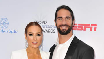 LOS ANGELES, CALIFORNIA - JULY 09: Becky Lynch and Seth Rollins attend the 5th annual Sports Humanitarian Awards presented by ESPN at The Novo Theater at L.A. Live on July 09, 2019 in Los Angeles, California. (Photo by Allen Berezovsky/Getty Images)