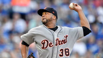 Detroit Tigers starting pitcher Francisco Liriano throws in the first inning during Monday's baseball game against the Kansas City Royals on July 23, 2018 at Kauffman Stadium in Kansas City, Mo. (John Sleezer/Kansas City Star/MBR)
