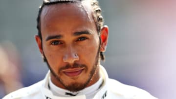 SPA, BELGIUM - AUGUST 31: Third place qualifier Lewis Hamilton of Great Britain and Mercedes GP looks on in parc ferme during qualifying for the F1 Grand Prix of Belgium at Circuit de Spa-Francorchamps on August 31, 2019 in Spa, Belgium. (Photo by Mark Thompson/Getty Images)