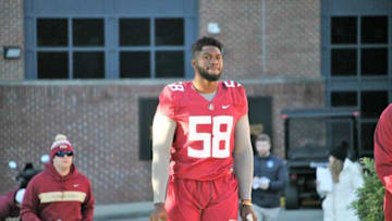 Defensive end Dennis Briggs at FSU football practice on March 6, 2019.Img 0847
