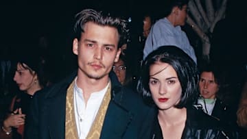 Actor Johnny Depp and actress Winona Ryder arrive at the premiere of "Edward Scissorhands". This photo appears on page 89 in Frank Trapper's RED CARPET book. (Photo by Frank Trapper/Corbis via Getty Images)